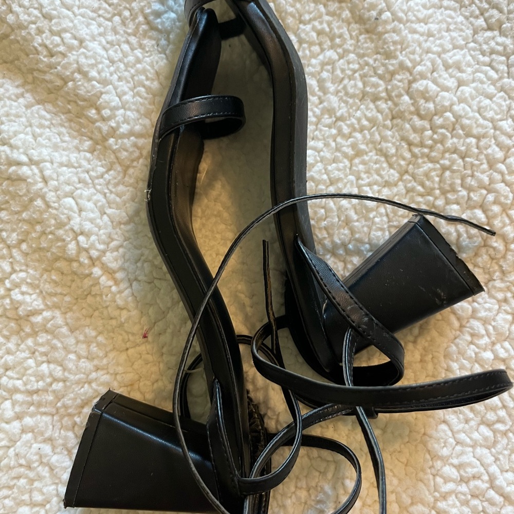 Cider Black Strappy Heels with Kitten Heel - Picture 3 of 4